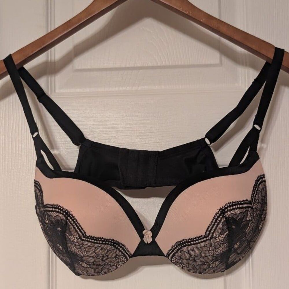 Pink Maidenform Padded Bra Black Lace 38C